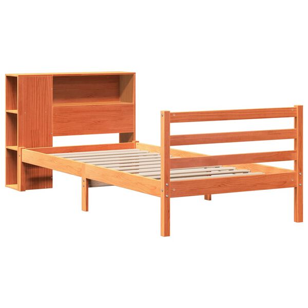 vidaXL Lit biblioth&egrave;que sans matelas cire marron 100x200cm bois massif