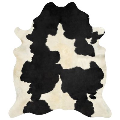 vidaXL Tapis en peau de vache véritable Noir et blanc 150 x 170 cm