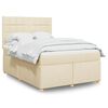 vidaXL Sommier &agrave; lattes de lit avec matelas Cr&egrave;me 140x190 cm Tissu