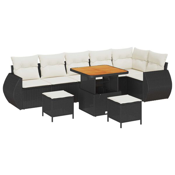vidaXL Ensemble de canap&eacute; de jardin 9 pcs Noir polyrotin