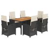 vidaXL Ensemble &agrave; manger de jardin coussins 7pcs Noir R&eacute;sine tress&eacute;e