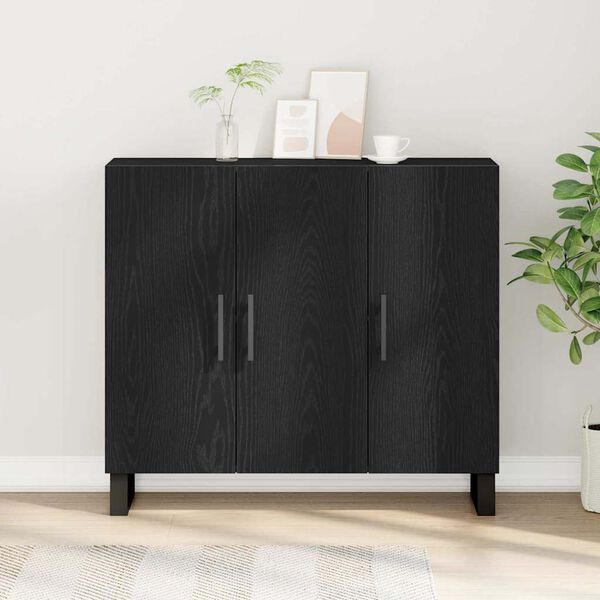vidaXL Buffet Chêne noir 90 x 34 x 80 cm Bois d'ingénierie