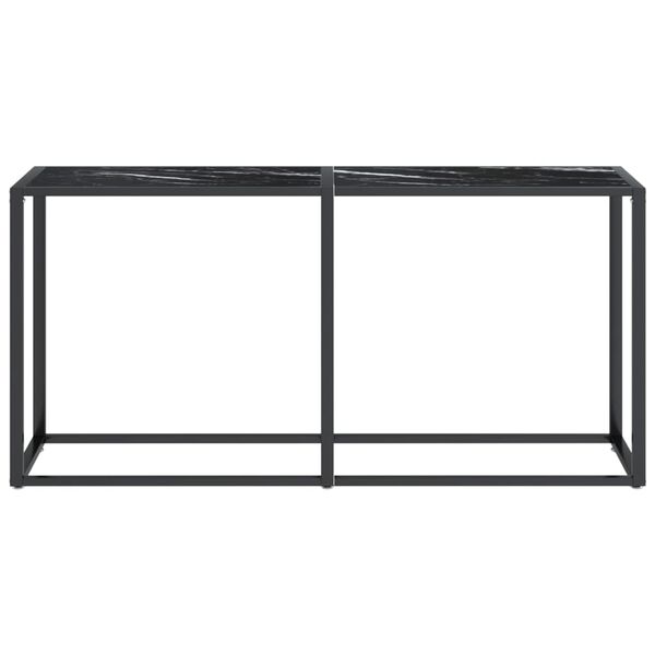 vidaXL Table console Marbre noir 160x35x75,5 cm Verre tremp&eacute;