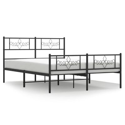 vidaXL Cadre de lit métal sans matelas avec pied de lit noir 150x200cm