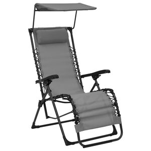 vidaXL Chaise pliable de terrasse Textilène Gris