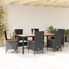 vidaXL Ensemble &agrave; manger de jardin coussins 7pcs Noir R&eacute;sine tress&eacute;e