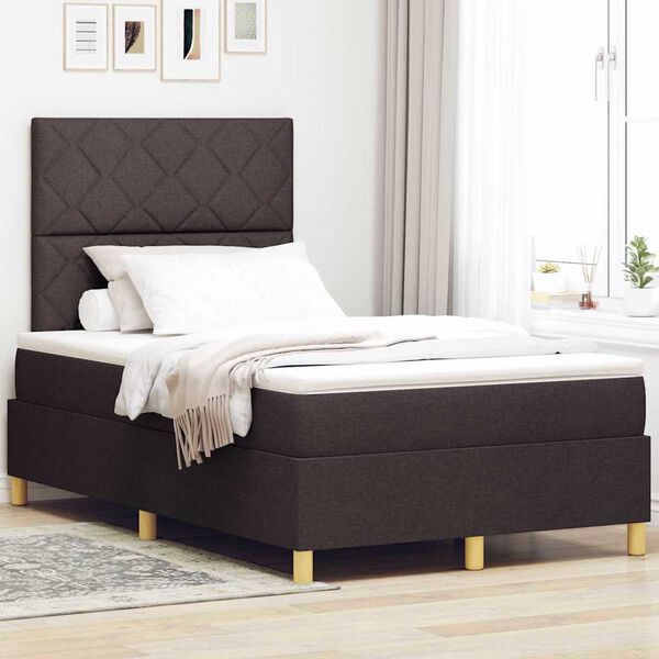 vidaXL Lit &agrave; ressorts avec matelas Marron fonc&eacute; 120 x 190 cm tissu