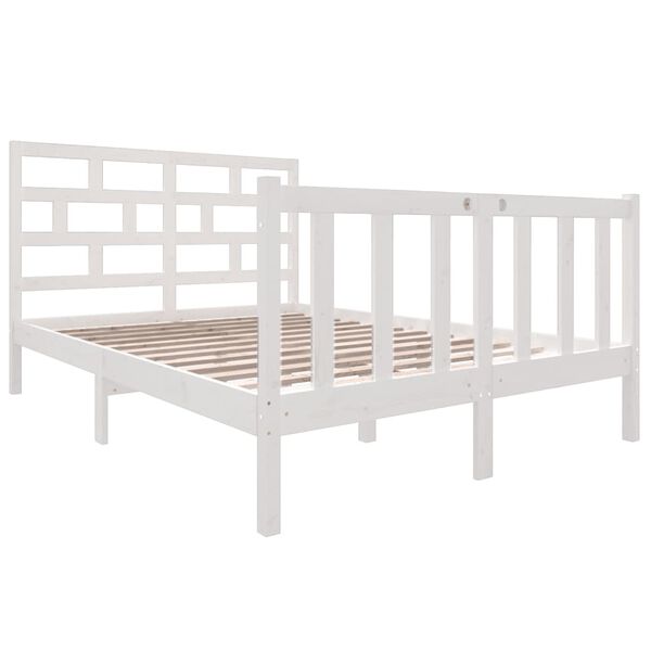 vidaXL Cadre de lit sans matelas blanc bois massif 140x190 cm