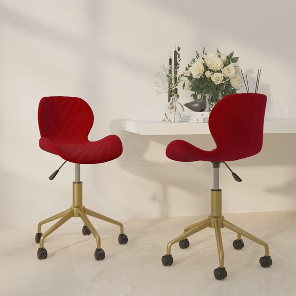 vidaXL Chaises pivotantes &agrave; manger lot de 2 Rouge bordeaux Velours