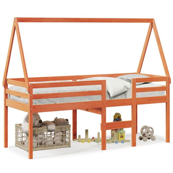 vidaXL Lit haut sans matelas cire marron 75x190 cm bois de pin massif