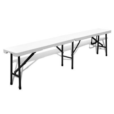 vidaXL Table pliable avec 2 bancs 180 cm PEHD Blanc