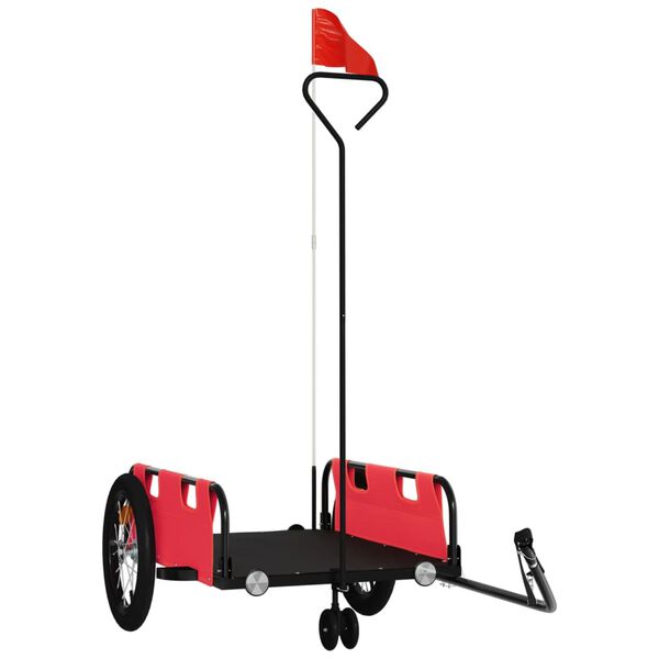 vidaXL Remorque de v&eacute;lo rouge tissu oxford et fer