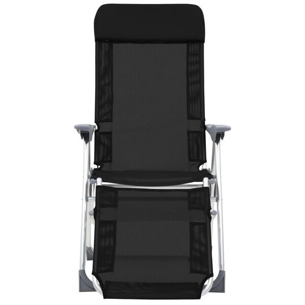 vidaXL Chaises de camping pliables lot de 2 repose-pied Noir Aluminium