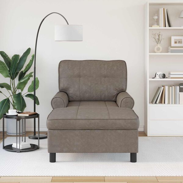vidaXL Chaise longue avec coussin Gris 91 x 157 x 91 cm Simili cuir