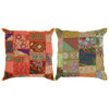 vidaXL Coussin Patchwork lot de 2 fait &agrave; la main 45x45 cm Orange/Vert