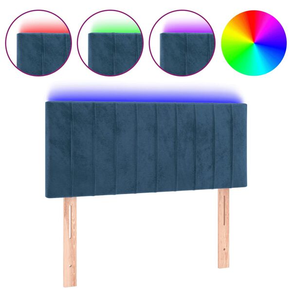 vidaXL T&ecirc;te de lit &agrave; LED Bleu fonc&eacute; 80x5x78/88 cm Velours