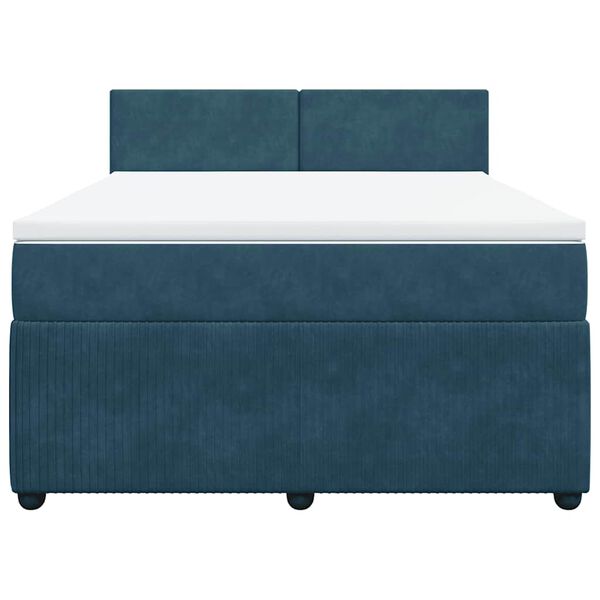 vidaXL Sommier &agrave; lattes de lit et matelas bleu 140x190 cm velours