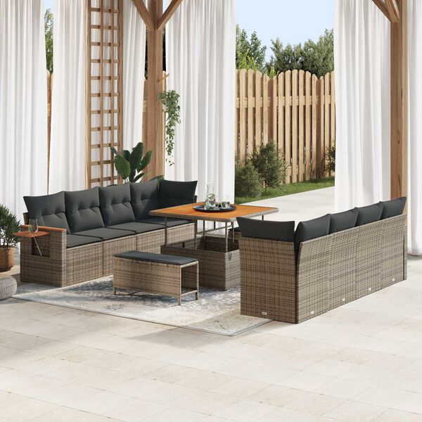 vidaXL Ensemble de canap&eacute; de jardin 11 pcs Gris 100 x 100 x 71 cm