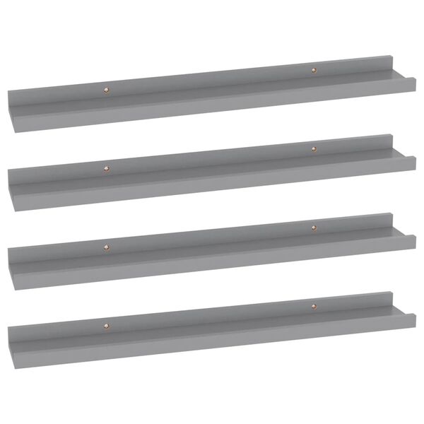 vidaXL &Eacute;tag&egrave;res murales 4 pcs Gris 60x9x3 cm