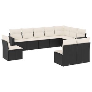 vidaXL Salon de jardin 10 pcs avec coussins noir r&eacute;sine tress&eacute;e