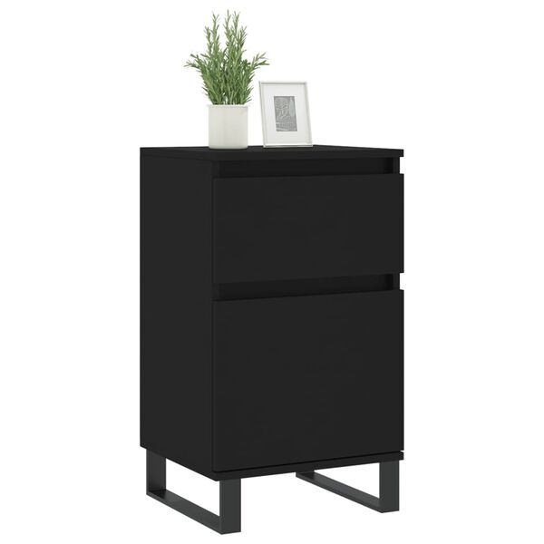 vidaXL Buffets 2 pcs noir 40x35x70 cm bois d&rsquo;ing&eacute;nierie