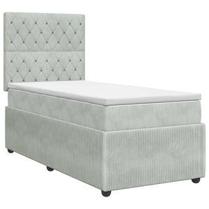vidaXL Lit boxspring avec matelas Gris clair 80 x 200 cm Velours