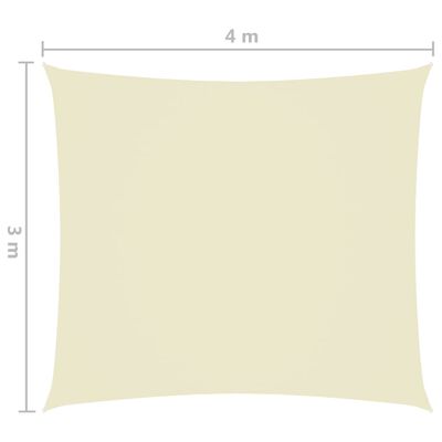 vidaXL Voile de parasol Tissu Oxford rectangulaire 3x4 m Crème