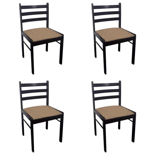 vidaXL Chaises &agrave; manger lot de 4 marron h&eacute;v&eacute;a solide et velours