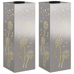 vidaXL Lumi&egrave;re de chemin LED solaire 2 pcs Argent&eacute; Acier inoxydable