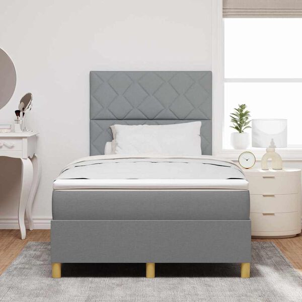 vidaXL Lit &agrave; ressort LED avec matelas Gris clair 120 x 200 cm tissu