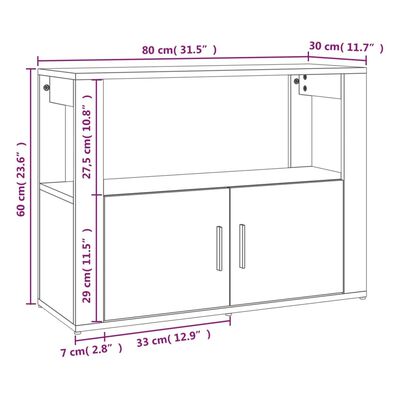 vidaXL Buffet Chêne sonoma 80x30x60 cm Bois d'ingénierie