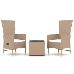 vidaXL Ensemble de salon de jardin 3 pcs beige poly rotin et acier
