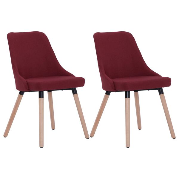 vidaXL Chaises &agrave; manger lot de 2 rouge bordeaux tissu