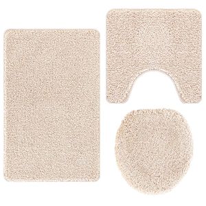 vidaXL Ensemble de tapis de bain antid&eacute;rapants 3 pc Cr&egrave;me 50 x 80 cm