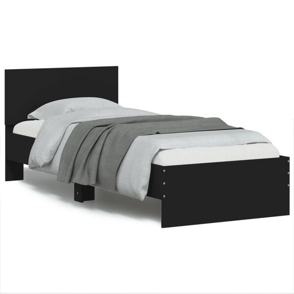 vidaXL Cadre de lit sans matelas avec tête de lit noir 75x190 cm