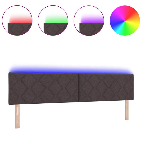 vidaXL Tête de lit avec des lumières à LED Marron 200 cm tissu