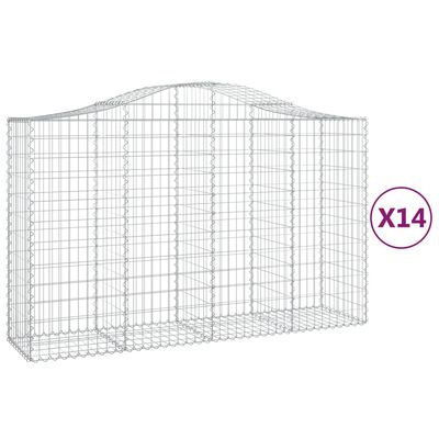 vidaXL Paniers à gabions arqués 14 pcs 200x50x120/140 cm Fer galvanisé