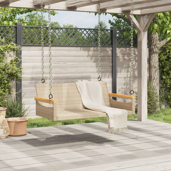 vidaXL Balancelle beige 109x62x40 cm r&eacute;sine tress&eacute;e