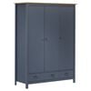 vidaXL Garde-robe &agrave; 3 portes Hill Gris 127x50x170 cm Pin solide