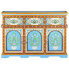 vidaXL Buffet peint &agrave; la main Multicolore 110x30x76cm Bois de manguier