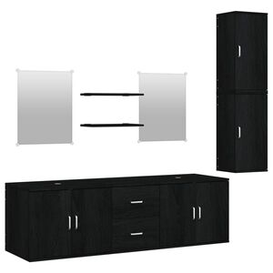 vidaXL Ensemble de meubles salle de bain 7 pcs noir bois d'ing&eacute;nierie