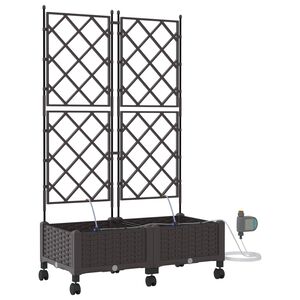 vidaXL Porte-plante de jardin avec irrigation et roues 2 pc Marron PP