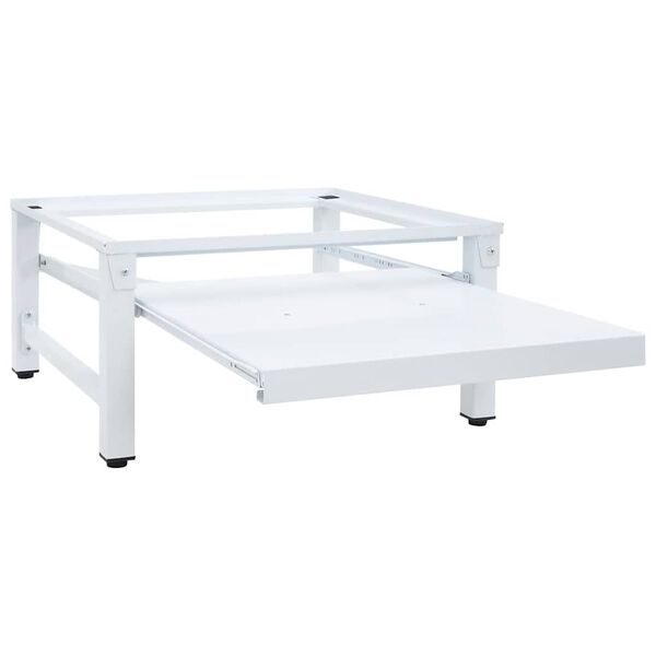 vidaXL Socle pour machine &agrave; laver avec &eacute;tag&egrave;re coulissante Blanc