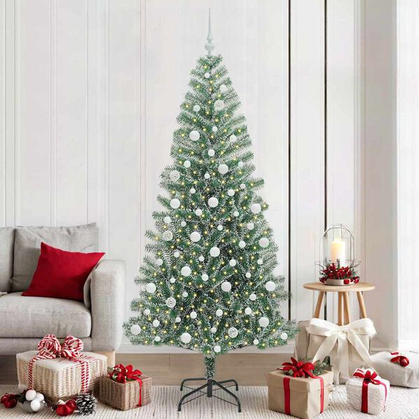 vidaXL Arbre de No&euml;l artificiel floconn&eacute; de neige avec lumi&egrave;re LED
