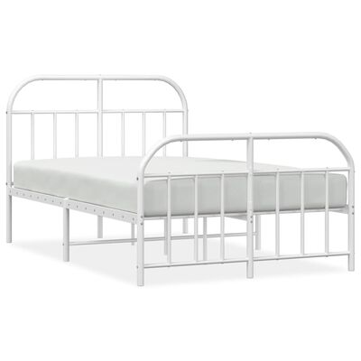 vidaXL Cadre de lit métal sans matelas et pied de lit blanc 120x190 cm