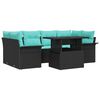 vidaXL Ensemble de canap&eacute; de jardin avec coussin 7 pcs Noir Poly rotin