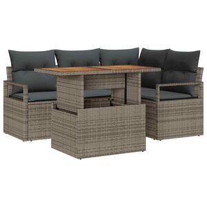 vidaXL Ensemble de canap&eacute; de jardin 5 pc Gris Poly rotin