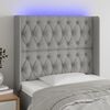 vidaXL T&ecirc;te de lit &agrave; LED Gris clair 93x16x118/128 cm Tissu