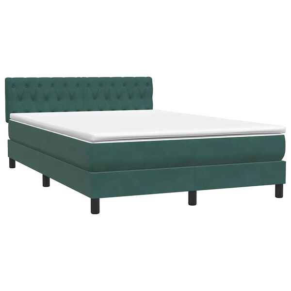 vidaXL Sommier &agrave; lattes de lit et matelas vert fonc&eacute; 140x210cm velours