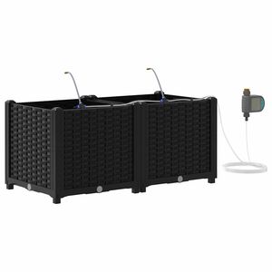 vidaXL Cache-pot de jardin 2 pcs Noir Plastique
